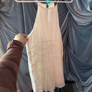 LOFT White Textured Sleeveless Dress size small